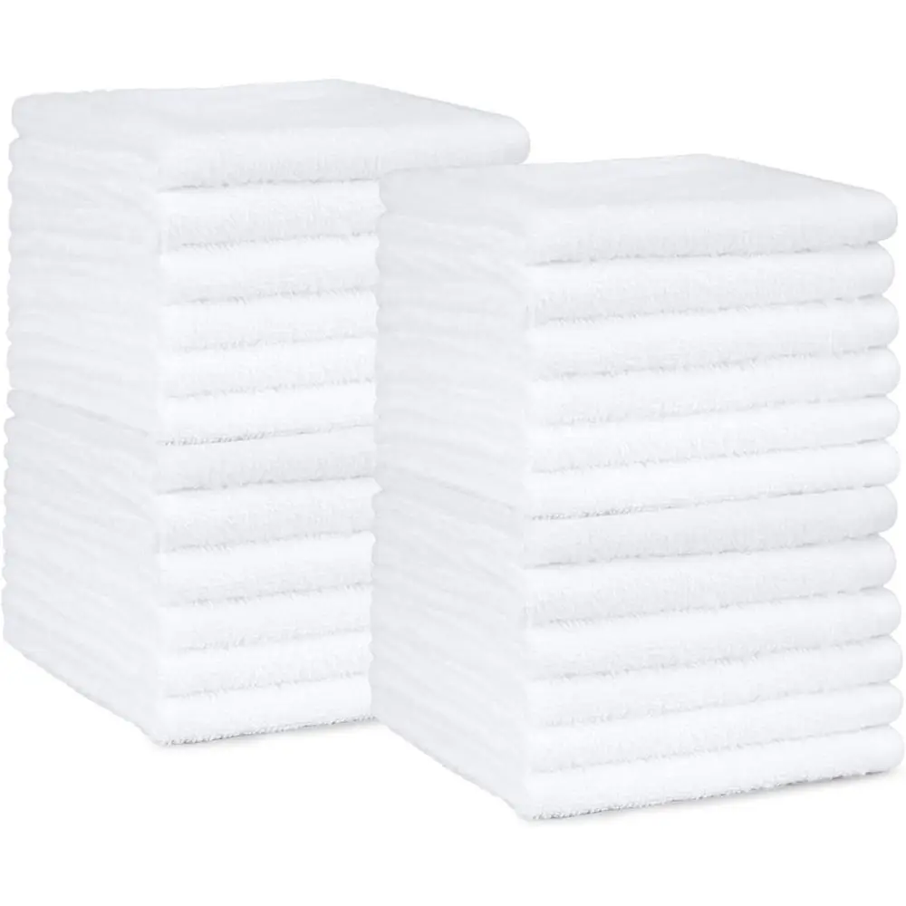 

Premium 100% Cotton Washcloths - Absorbent, Quick Drying, 12x12 inches, White, 60-Piece Set