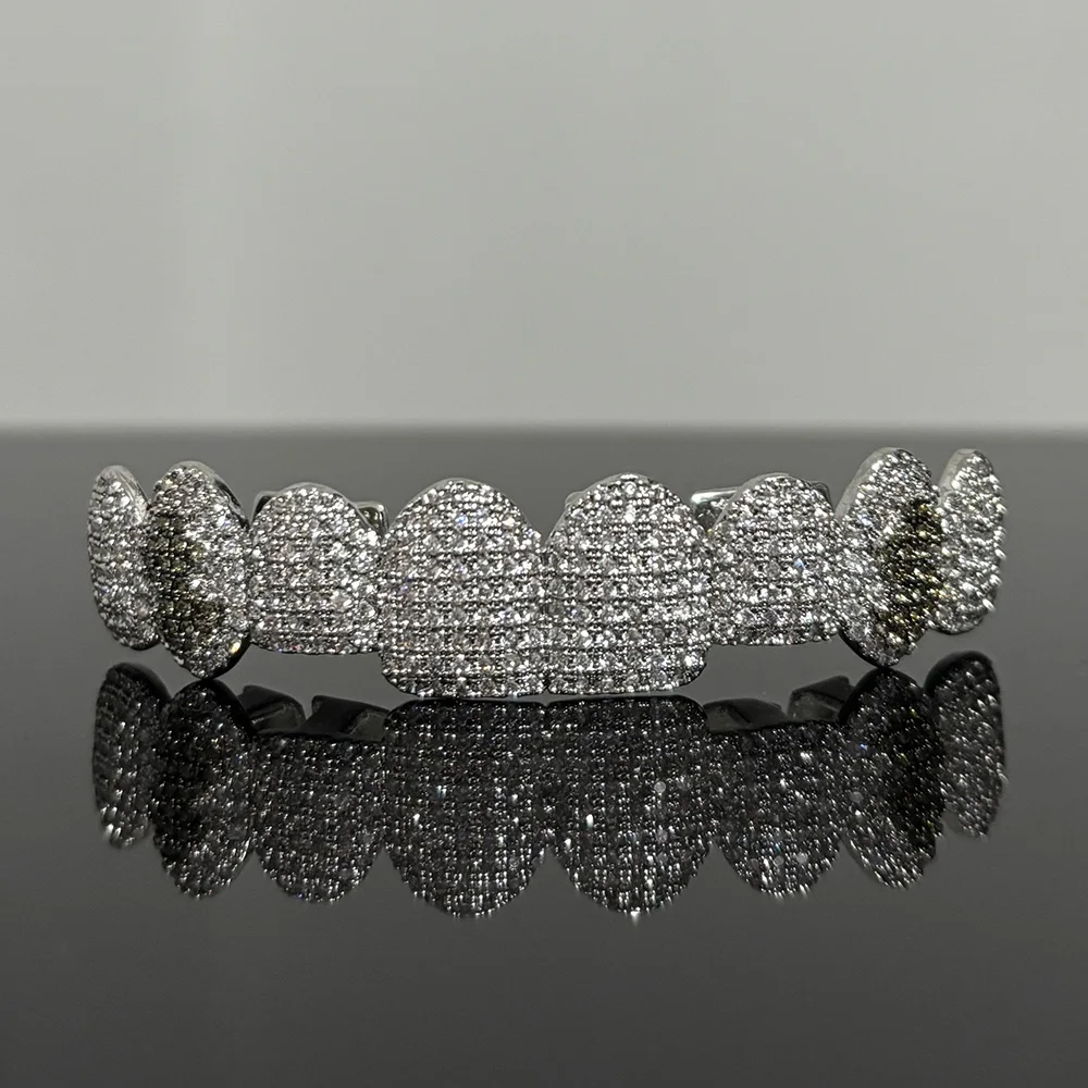 YOUNGX أعلى أسفل 8/8 دولار سحر الزركون الأسنان Grillz الهيب هوب كامل مثلج خارج تشيكوسلوفاكيا حجر الأسنان قبعات للجنسين مجوهرات تأثيري