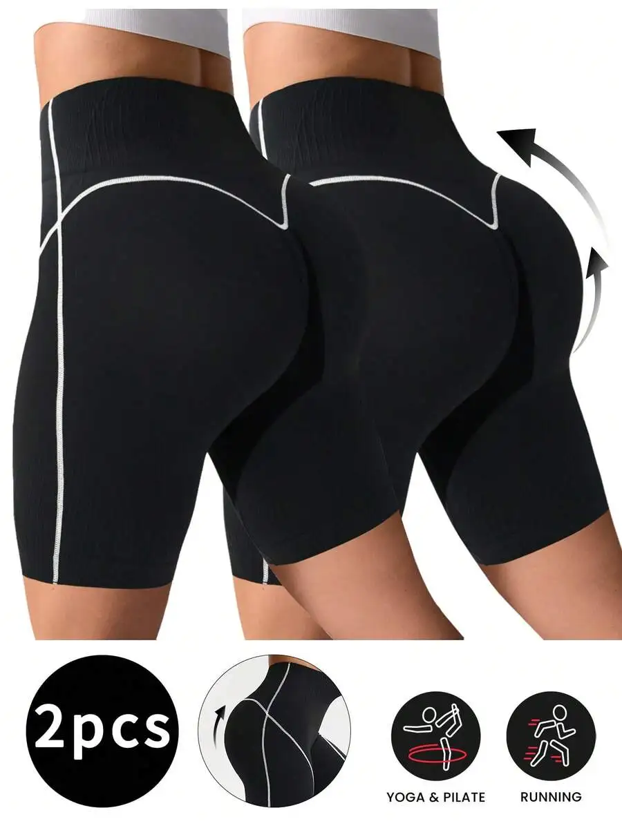 Rhythm Era 1pc Women Plus Size Seamless High Waist Criss-Cross Line Workout Running Fitness Yoga Cycling Shorts Spandex Tummy