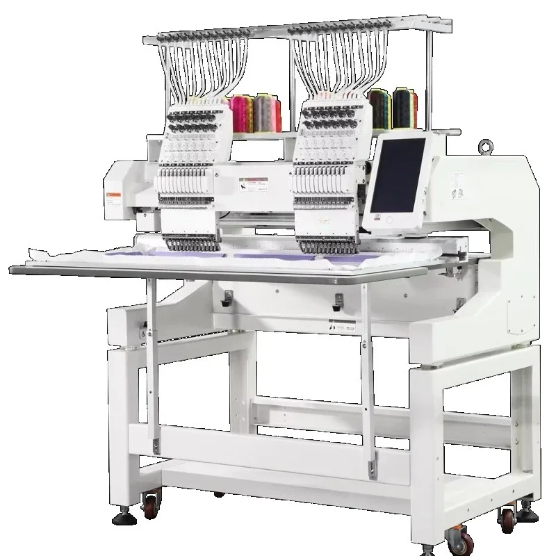 Professional 1200 rpm high-speed computer 2-head embroidery machine, used for sewing hats, two-in-one embroidery machine