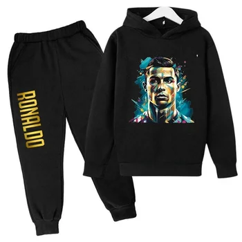 Ronaldo CR7 Cosplay Costumes Kids Football Idol Hoodie 2pcs Set Pants Suit Kids Boys Clothing Tracksuit Girls Clothing Sportsut