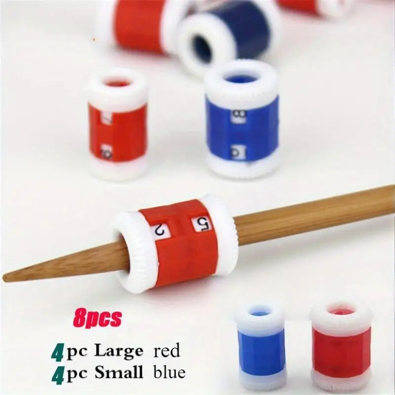 8PCS Lot Hot New 4 Large Red 4 Small Blue Plastic Knit Knitting Needles Row Counter