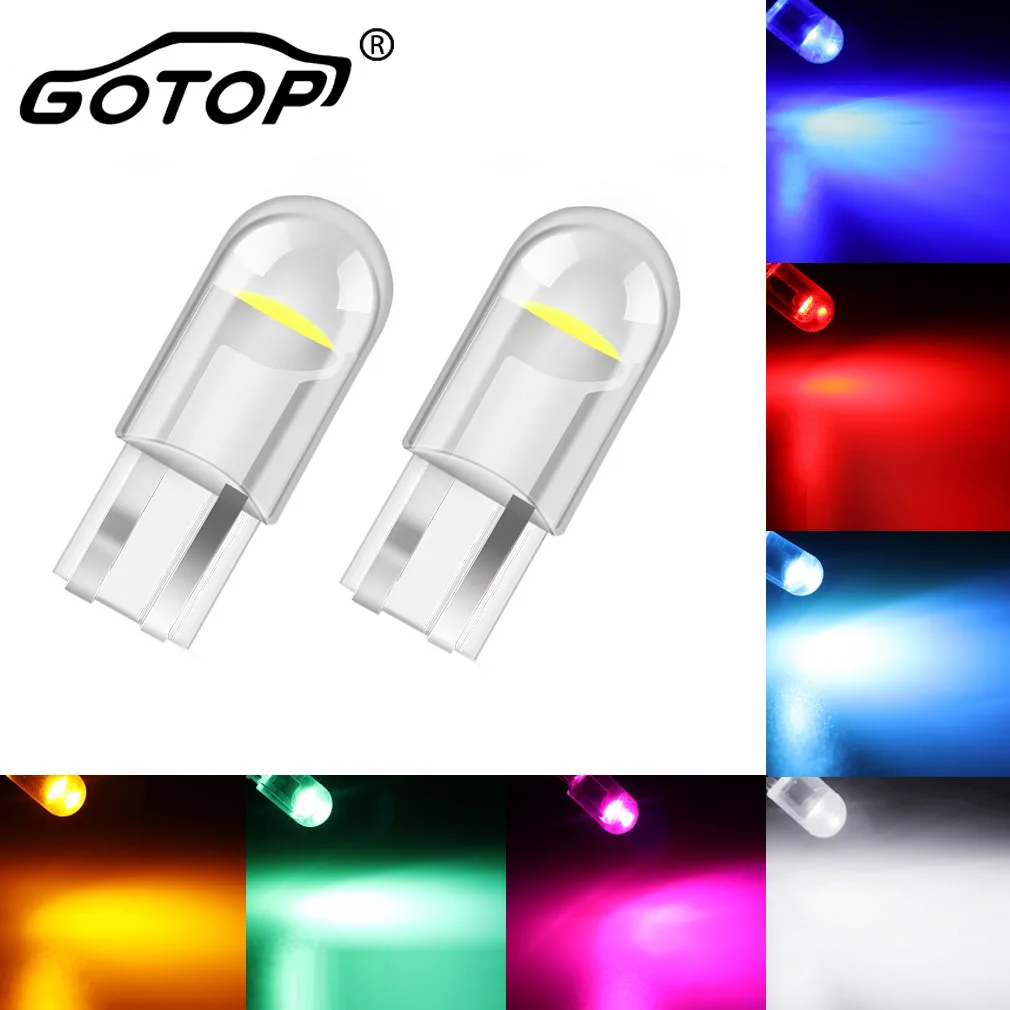 W5w t10 lâmpadas led para interior do carro, canbus, nenhum erro, luz branca, 6000k, cob, vidro, para interior do carro, 2x