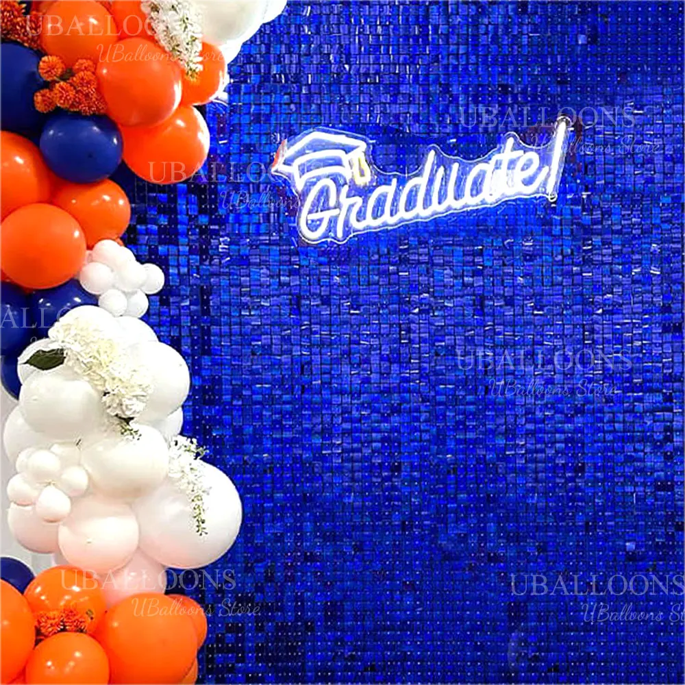 Royal Blue Shimmer Wall Panels 12/18/36pcs Glitter Blue Sequin Wall Backdrop Panels for Wedding Baby Shower Birthday Party Decor