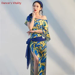 Belly Dance Robe for Women Bellydanceing Printed Folk Shaabi Baladi  Training Clothes Oriental Performance Clothes Dance Dresses