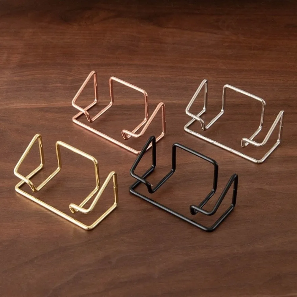 Metal Business Card Holder Minimalist Rustproof Name Card Stand Space-saving Multifunctional Card Display Stand Front Desk