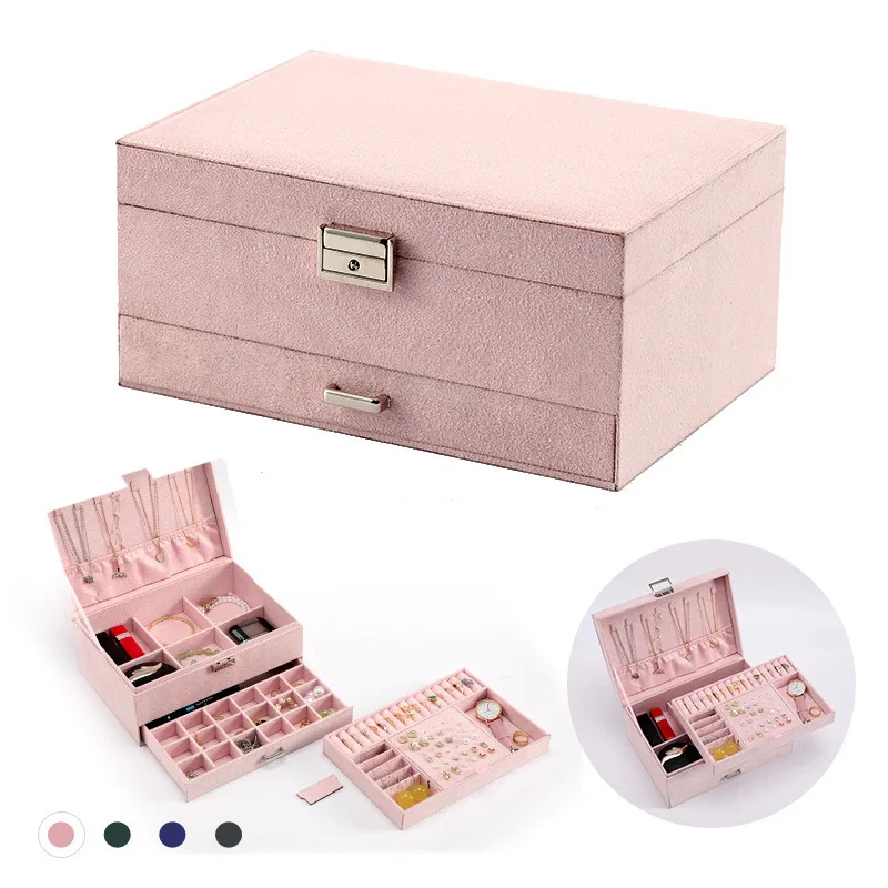 Flannel Ring Box Luxurious Decorative Sophisticated Keepsake Container Modern Jewelry Box for Bedroom