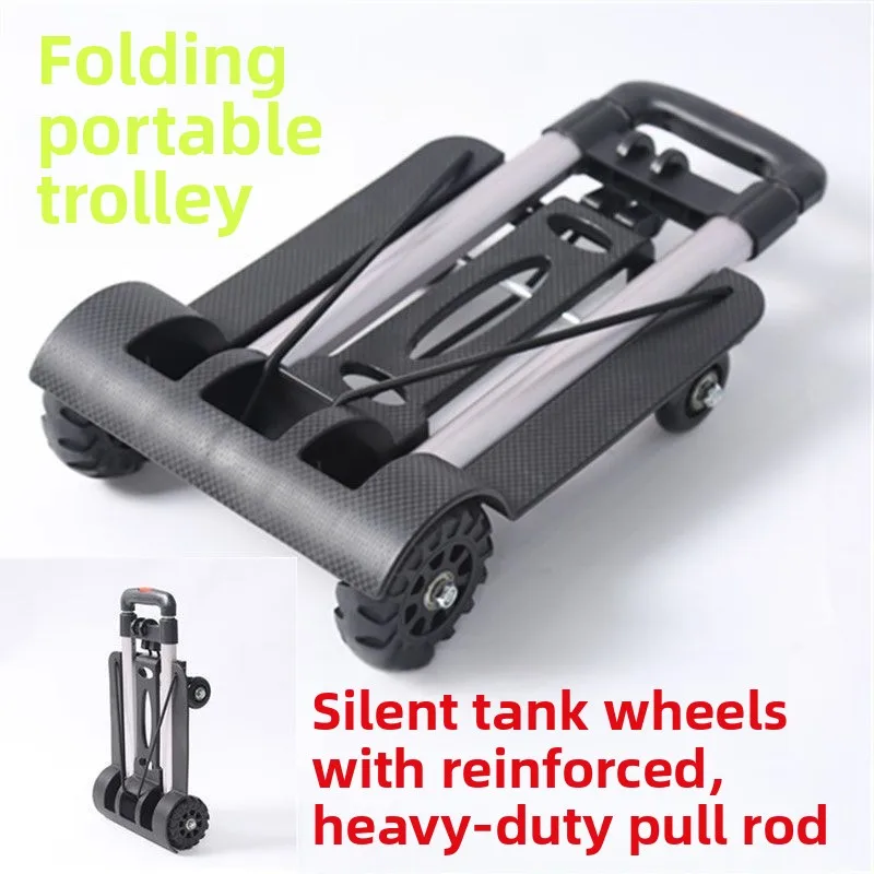 Carrito de Compras Plegable y Portátil, Carretilla de Mano, Vagoneta Utilitaria con Ruedas Silenciosas, Resistente, para Compras, Equipaje, Camping, Viajes, Mercado