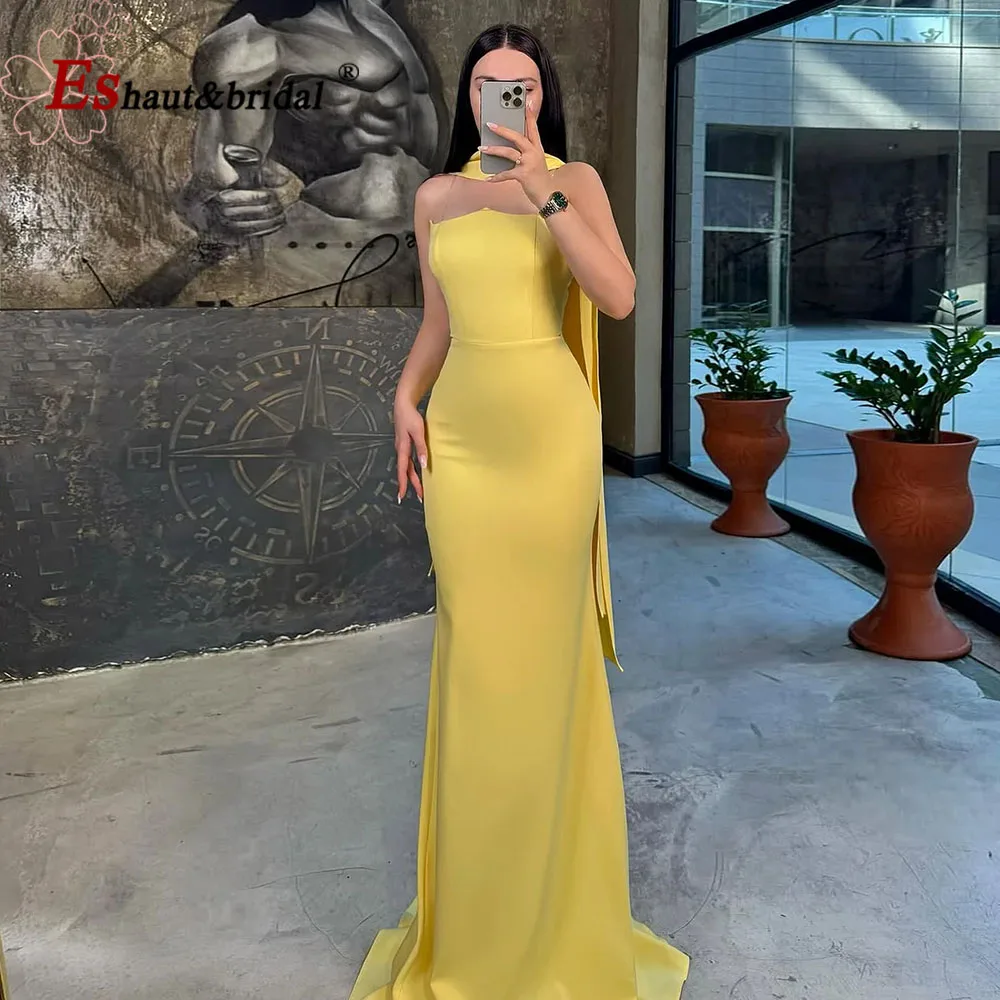 

Elegant Strapless Mermaid Evening Dress Luxury Satin Long Formal Prom Wedding Party Gown with Scarf for Women 2026 Customized