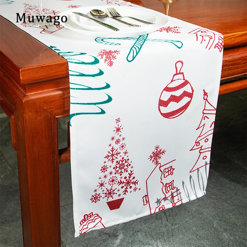 Muwago Christmas Tree Printing Handiness Portable Firmer Table Runner Anti-Pilling Anti-Wrinkle Anti-Stain Christmas Ornament