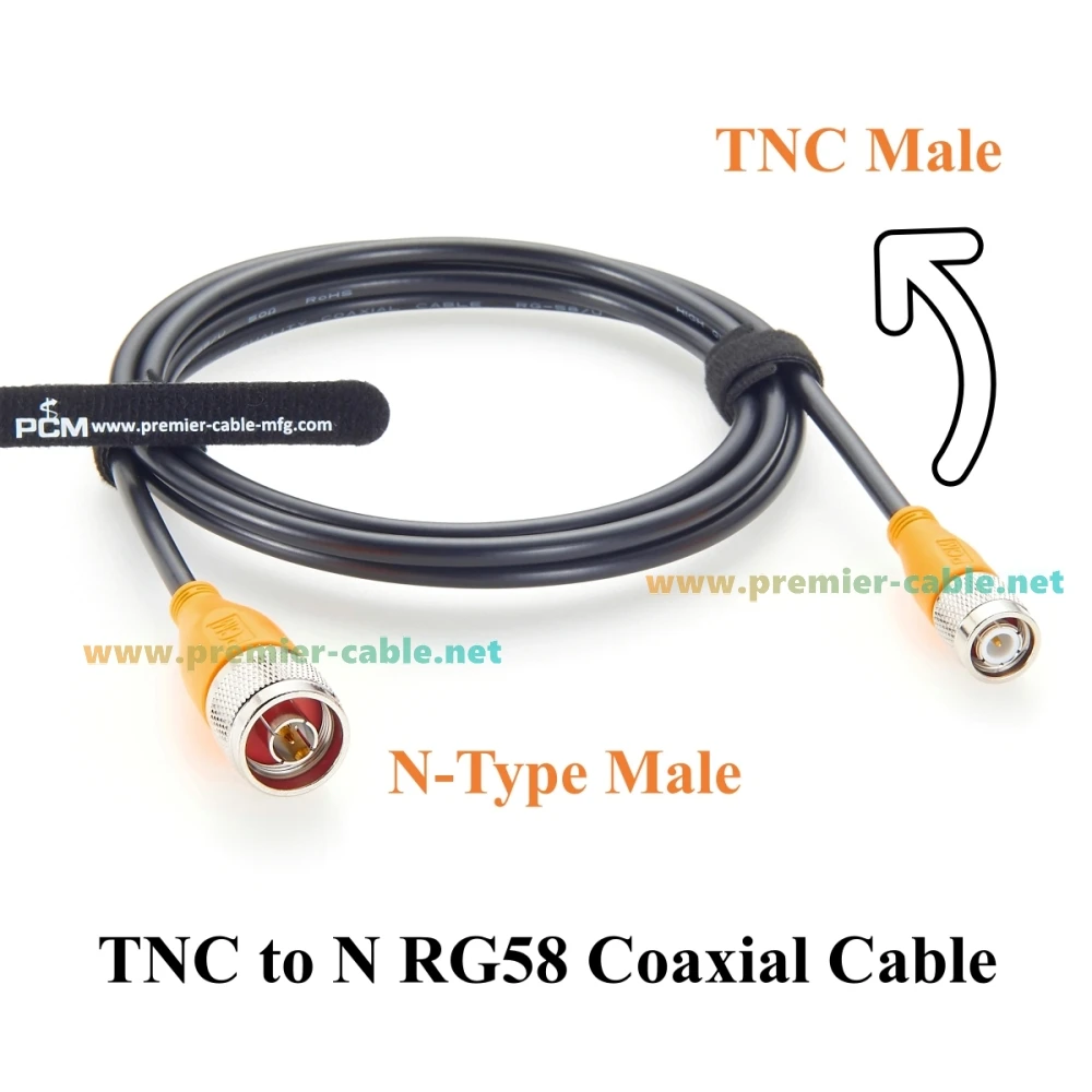 Coaxial RG58 Cable TNC to N Male connector 50Ohm Low Loss RF Antenna Jumper Radio Cable for 4G 5G LTE, GPS, WiFi, Signal Booster