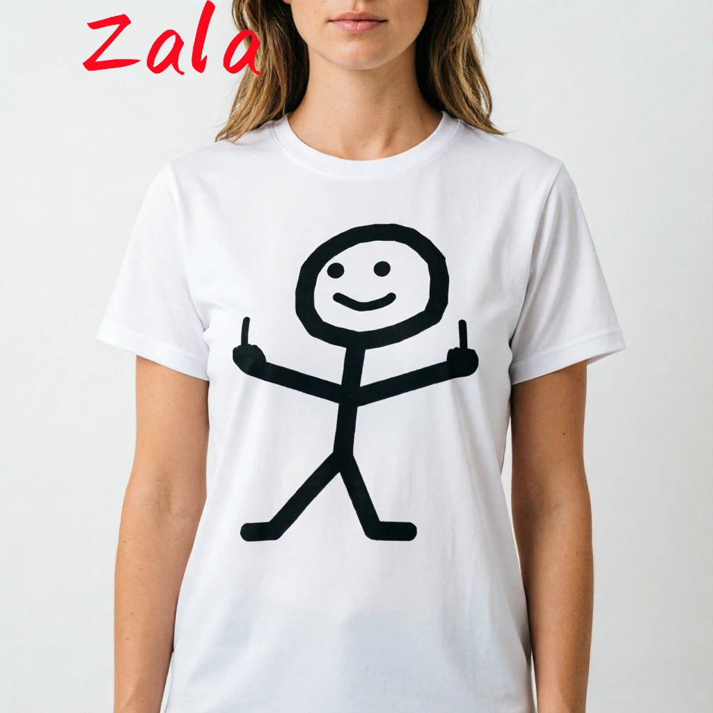 Middle Finger Funny Frenzy Print Women's T-Shirt Casual Fashion Vertical Suspension Harajuku Street Trendy Style Woman Clothing