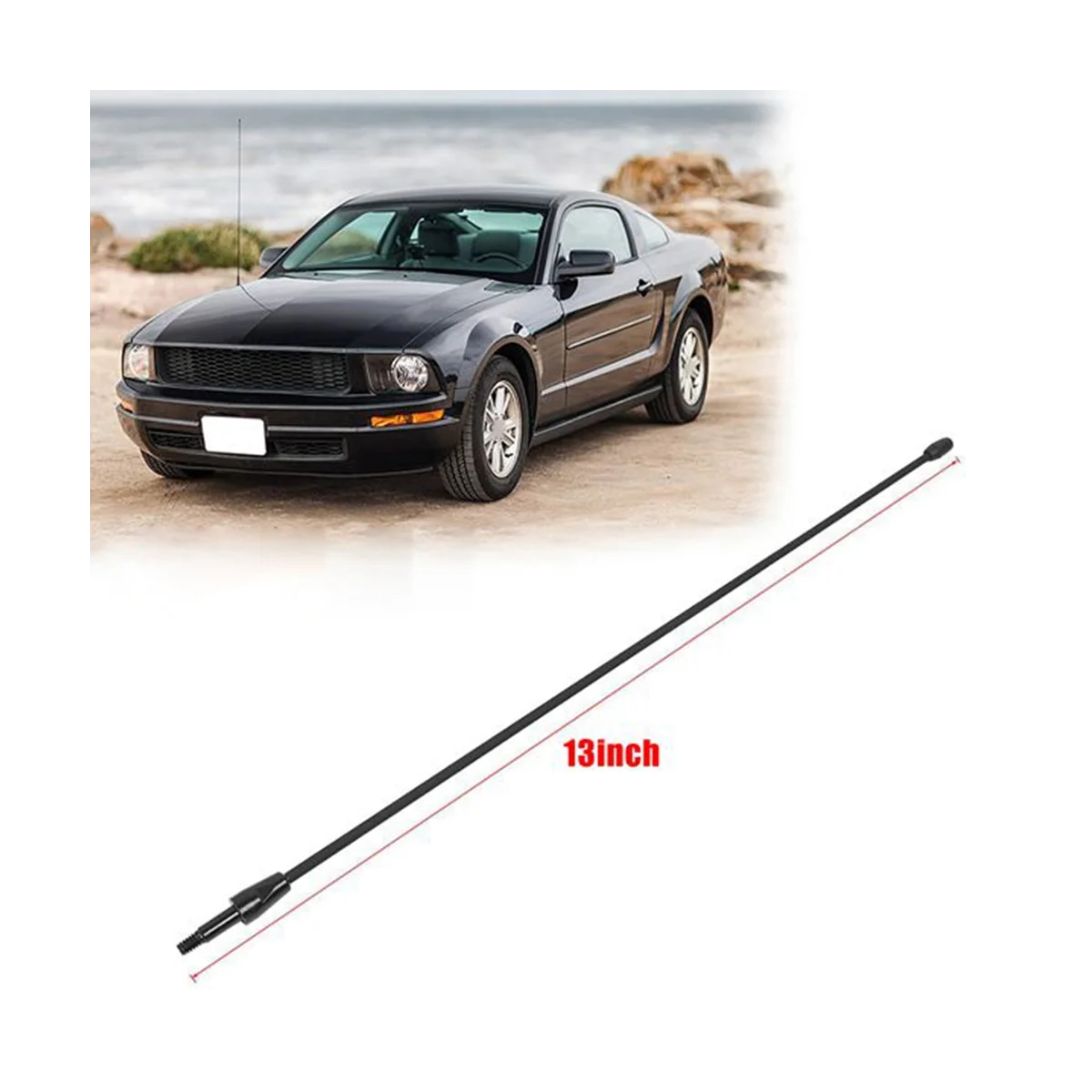 Mástil de antena AM FM para Ford Mustang, accesorio para coche, color negro, 2 piezas, 13 pulgadas, 1979-2009