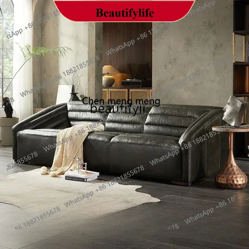 z183 Nordic living room full leather sofa antique light luxury Italian minimalist double triple  HYH