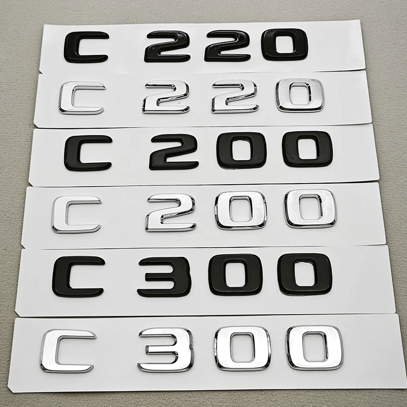 3D ABS Car Logo C200 C220 C250 C300 Emblem for W202 W203 W204 W205 C Class Car Rear Trunk Badge Letters Sticker Accessories