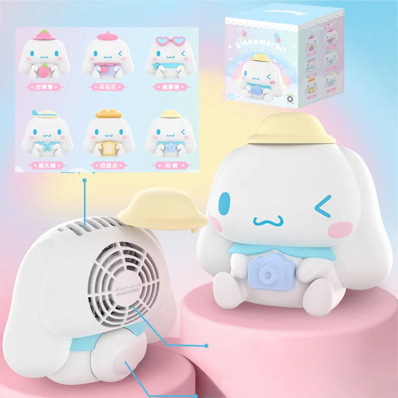 Cinnamoroll Summer Fan Kuromi Wilderness Excursion Series Doll Box Usb Mini Desktop Fans Ornaments Sanrio Super Cute Toy Gift