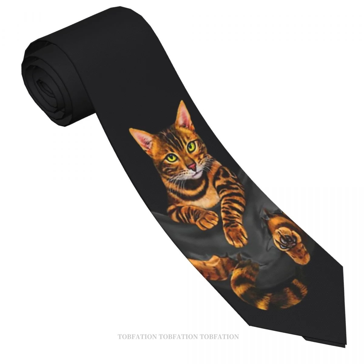 Cat In Pocket Print Ties Casual Unisex Neck Tie Shirt Decoration Narrow Striped Slim Cravat