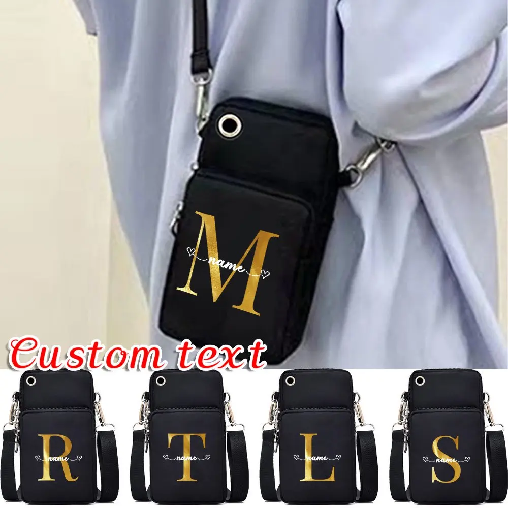 Personalized Customized Slung Mobile Phone Bag Multi-layer Zipper Crossbody Bag Business Travel Sports Bag