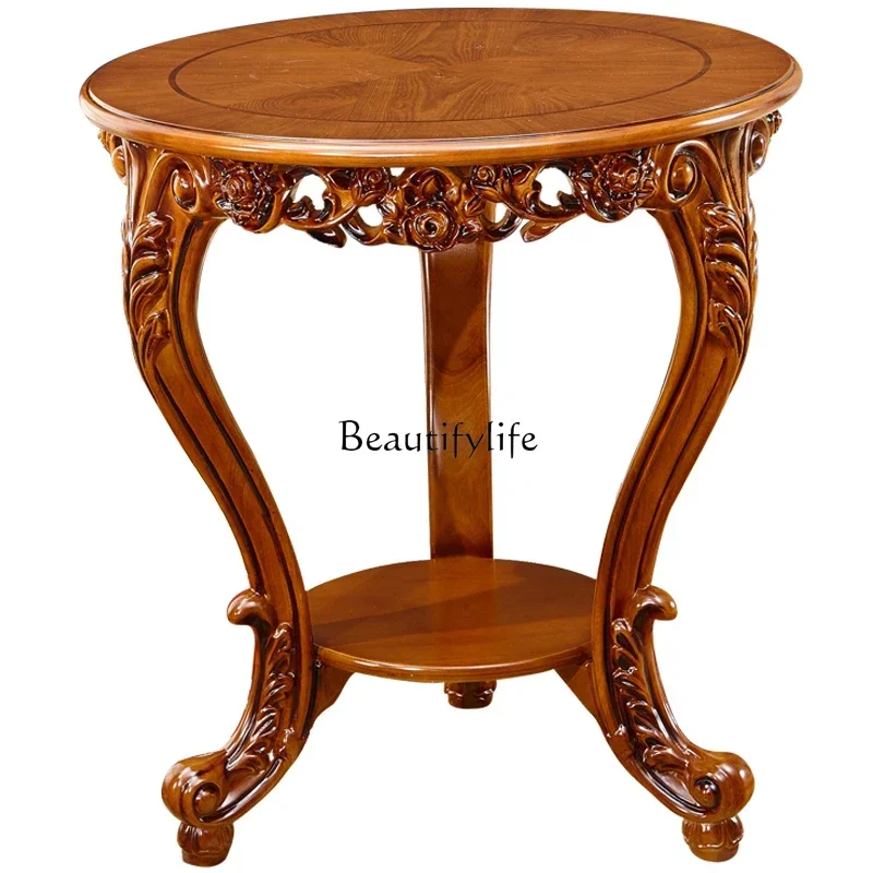 

XX39*Solid wood tea table, European style solid wood carving flower casual tea table