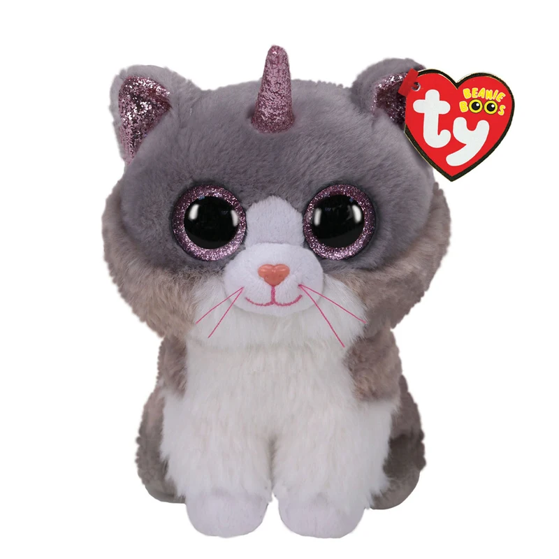 

Ty Beanie Boos Plush Toy Cat With Horn Doll Animal Anime Collection