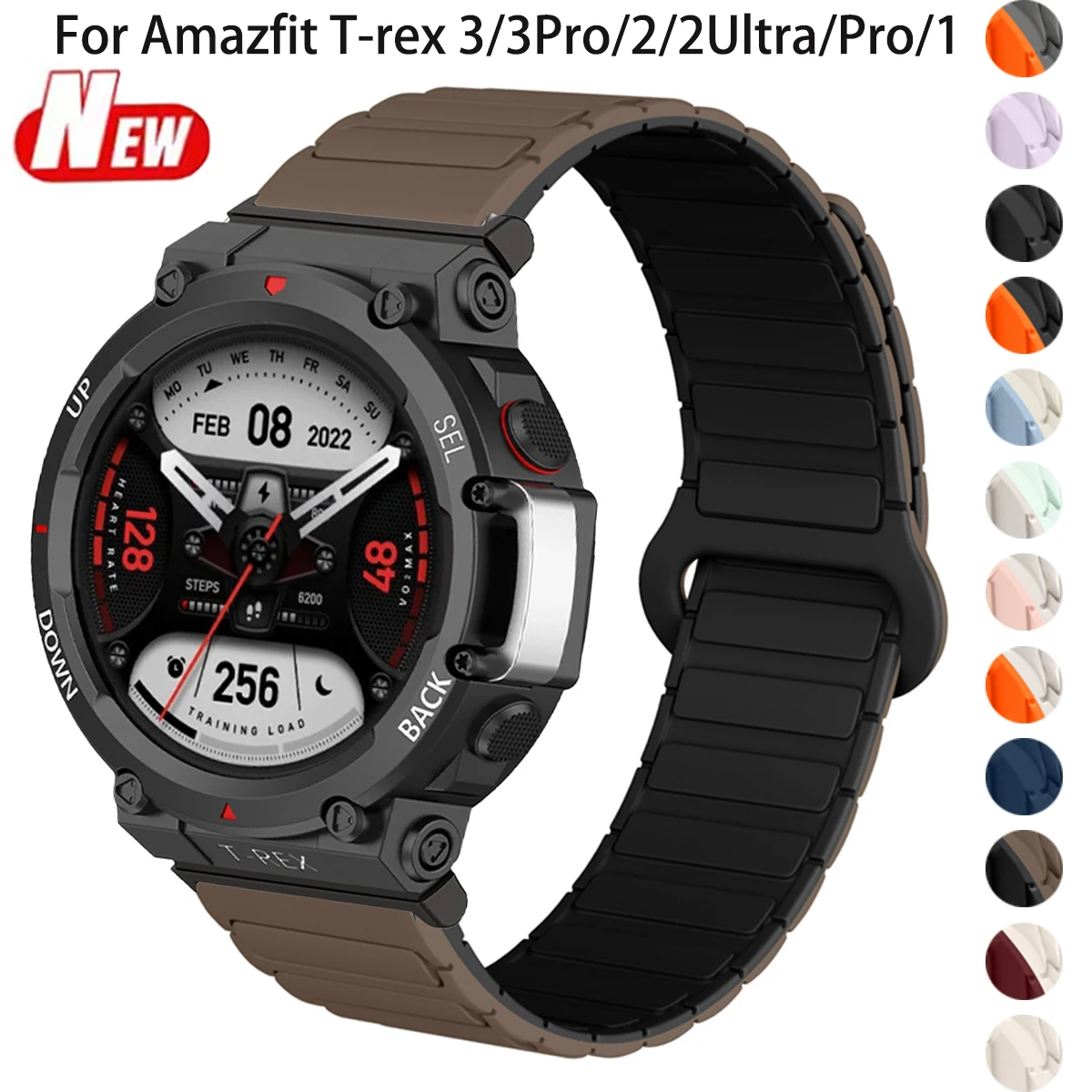 Quick Release Silicone Band for Amazfit T-rex 3Pro/3 2/2Ultra Magnetic Sport Strap for T-rex Pro/1 Two Tone Soft Bracelet Correa