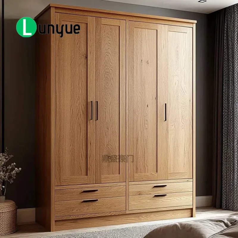 Solid Wood Wardrobe for Bedroom Home Cloakroom Whole House Storage Furniture Durable Log Design Main Wardrobe Organizer