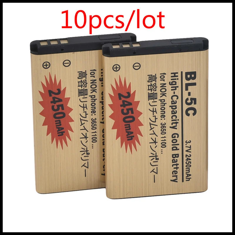 10PCS/LOT Battery BL-5C Replacement Li-ion Lithium Battery for Nokia 1000 1010 1100 1108 1110 1111 1112 1116 BATTERY 5C BL5C