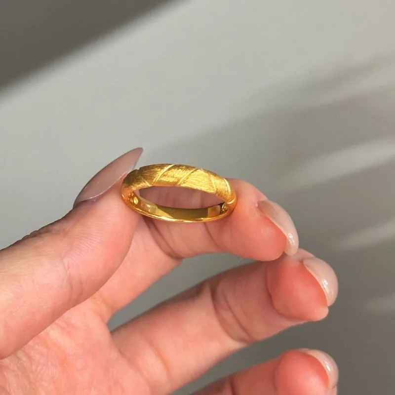 خاتم عادي من الساتان المنسوج باللون الذهبي، حلقة مفتوحة للنساء، خاتم متعدد الاستخدامات، تصميم فاخر وخفيف الوزن، مجوهرات ذات إحساس #1