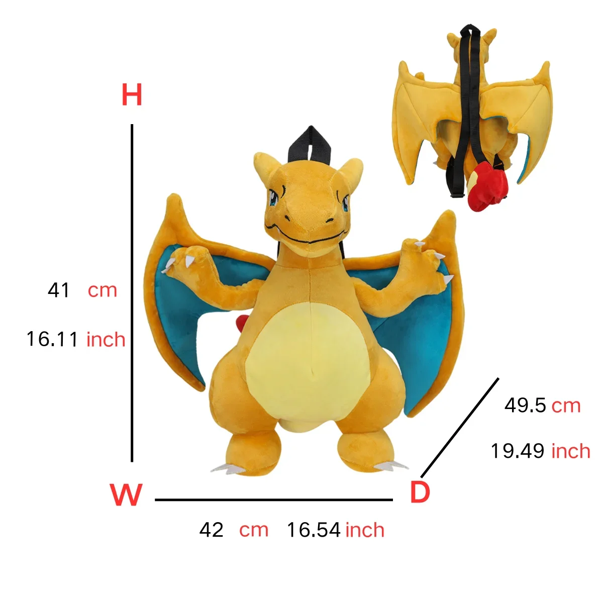 Pokemon Plüsch Rucksack Gengar Mimikyu Eevee Snorlax Charmander Charizard Mew Rowlet Stofftiere Umhängetasche für Kinder Geschenke