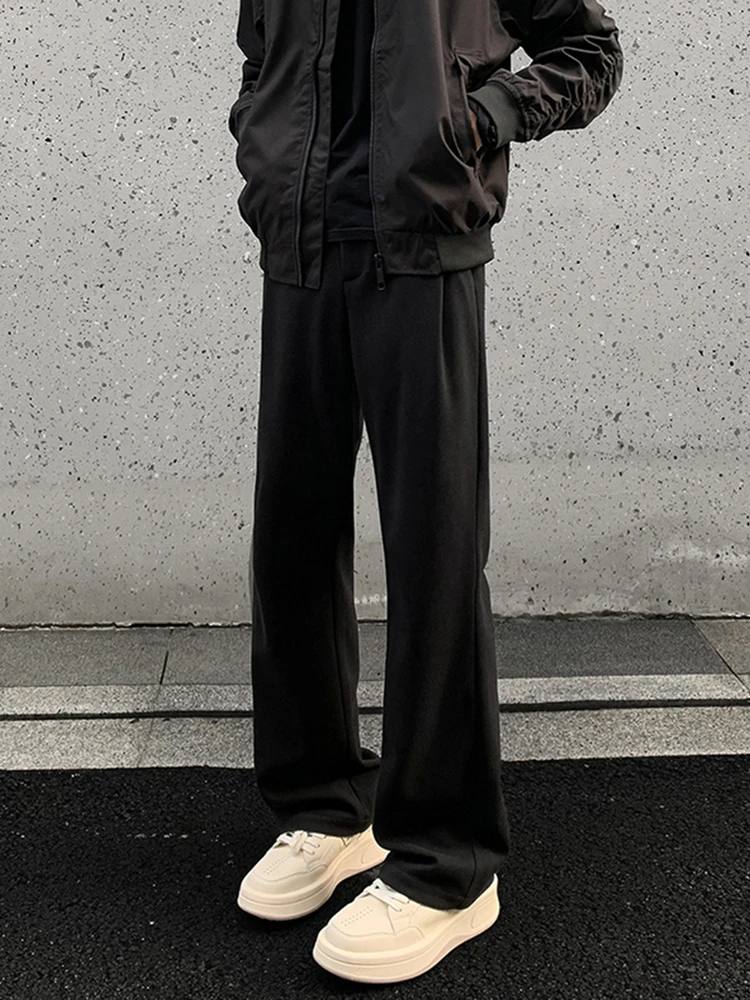 

Bla Starry Night Thiened Winter Men's Casual Straight Leg Pants Drapey Cleanfit Polyester Fiber Low Waist Zipper Fly