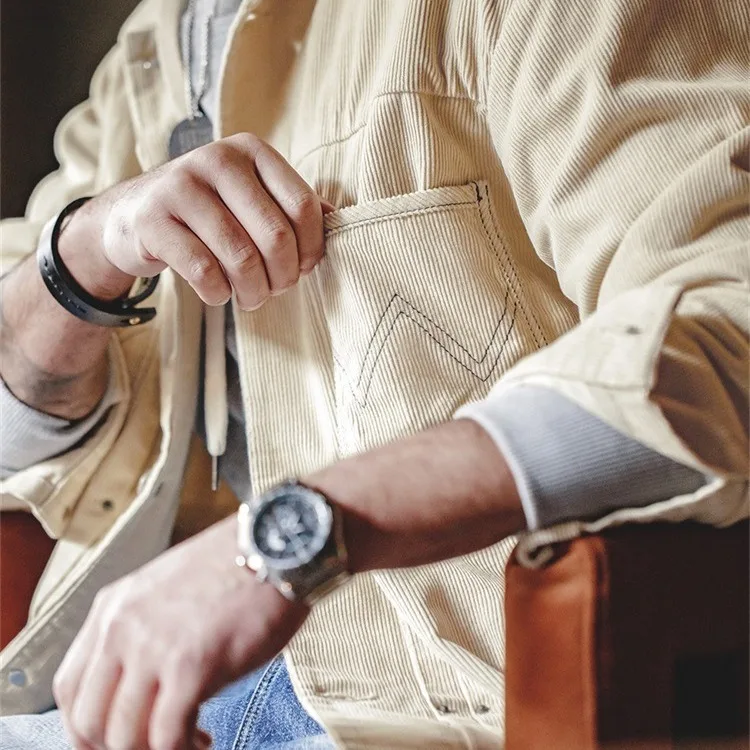 

Maden Workwear American Retro Corduroy Jaet pe2 Ame Kaj Jaet Turn-down Collar Khaki Men's Autumn Outerwear