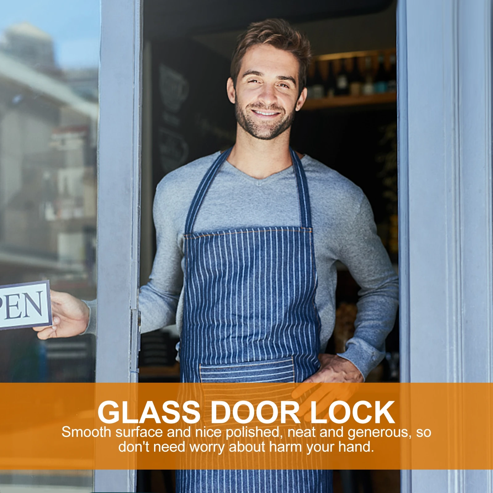 

Stainless Steel Glass Door Lock Polished Frameless Hasp Latch Durable Anti Rust Easy Install Smooth Surface Generous Design