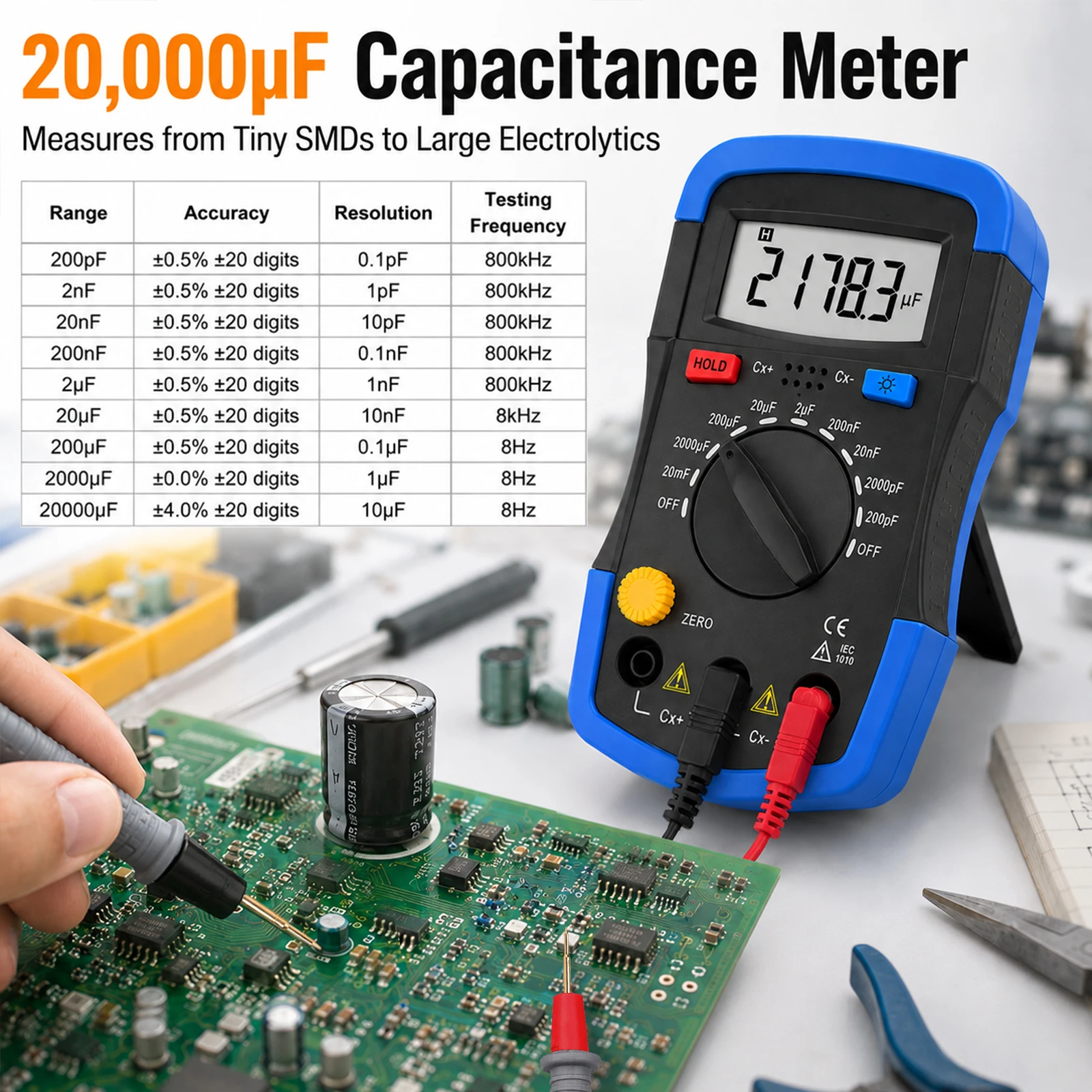 デジタル静電容量計 0.1pF ～ 20000uF コンデン - Diy Electronics Tools のレビューと価格