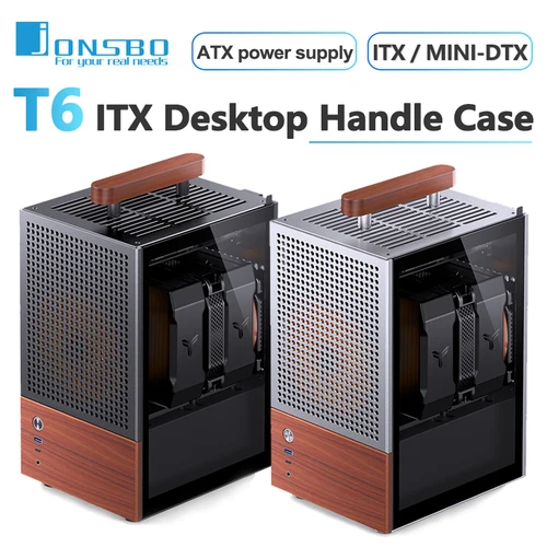 Jonsbo T6 ITX 휴대용 핸들 케이스, 알루미늄 합금 쉘 지지대 ATX 전원 공급 장치, 미니 컴퓨터 데스크탑 사무실 섀시, 3mm 