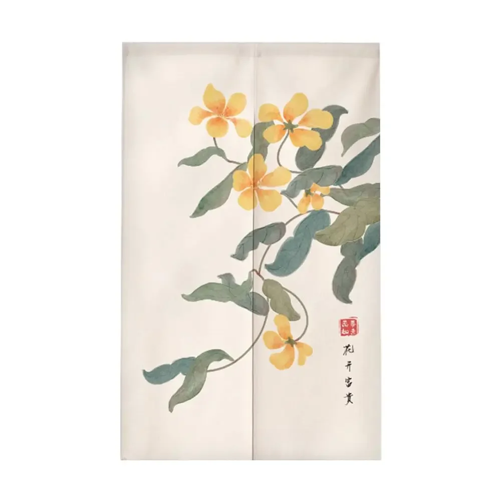 Bamboo Leaves Japanese Noren Doorway Curtain Artistic Elegant Style Door Curtain Window Treatment Tapestry Home Decorative