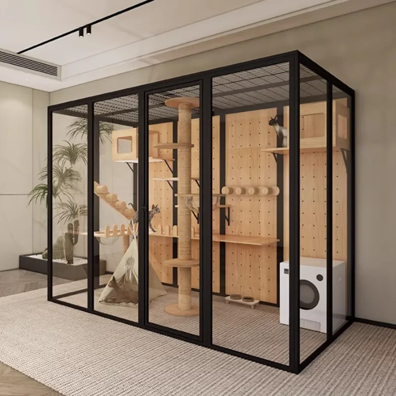 Custom Multi Function Big DIY Alu Alloy Pet House Cat Toilet Dog Cage Cat Space Room With T Slot Aluminum Extrusion Profile