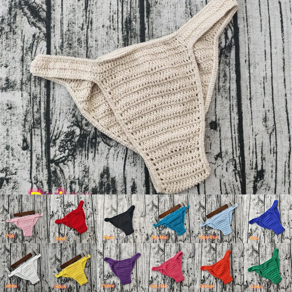 Hot Men Women Breathable Underwear Hand Crochet Low Rise Gstring Swimming Sunbathing Thong Sissy Panties Трусы Мужские