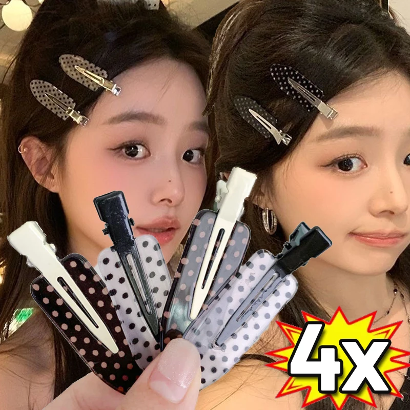 

Заколки для волос в горошек, черно-белые акриловые минималистичные милые заколки для волос с челкой, боковой зажим, заколка для волос, аксессуары для ежедневной укладки волос