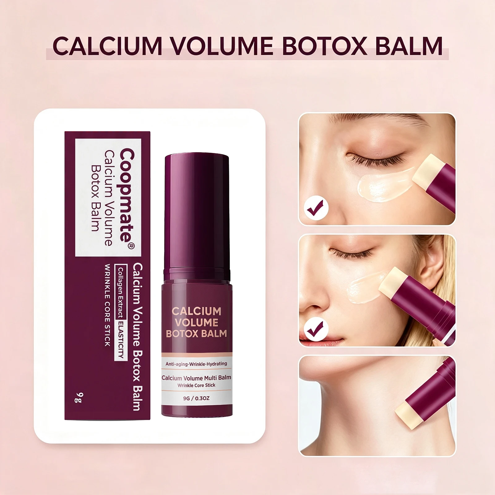 9g Calcium Volume Balm Stick Lightweight Hydrating Face Neck Balm Tightening Smoothing Moisturing Stick Portable Daily Skin Care
