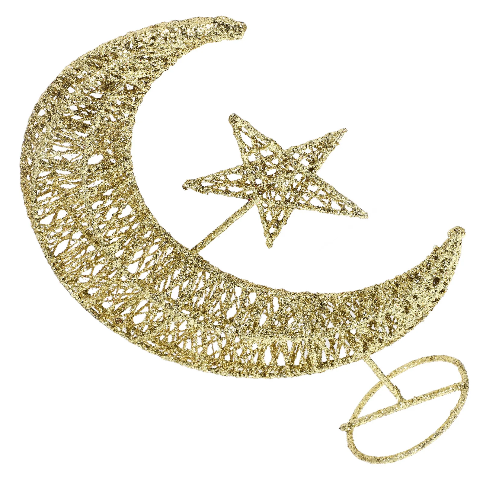 

Glittering 20Cm Silver Star Moon Tree Topper Wrought Iron Christmas Ornament for Holiday Decor Festive Atmosphere Enhancer