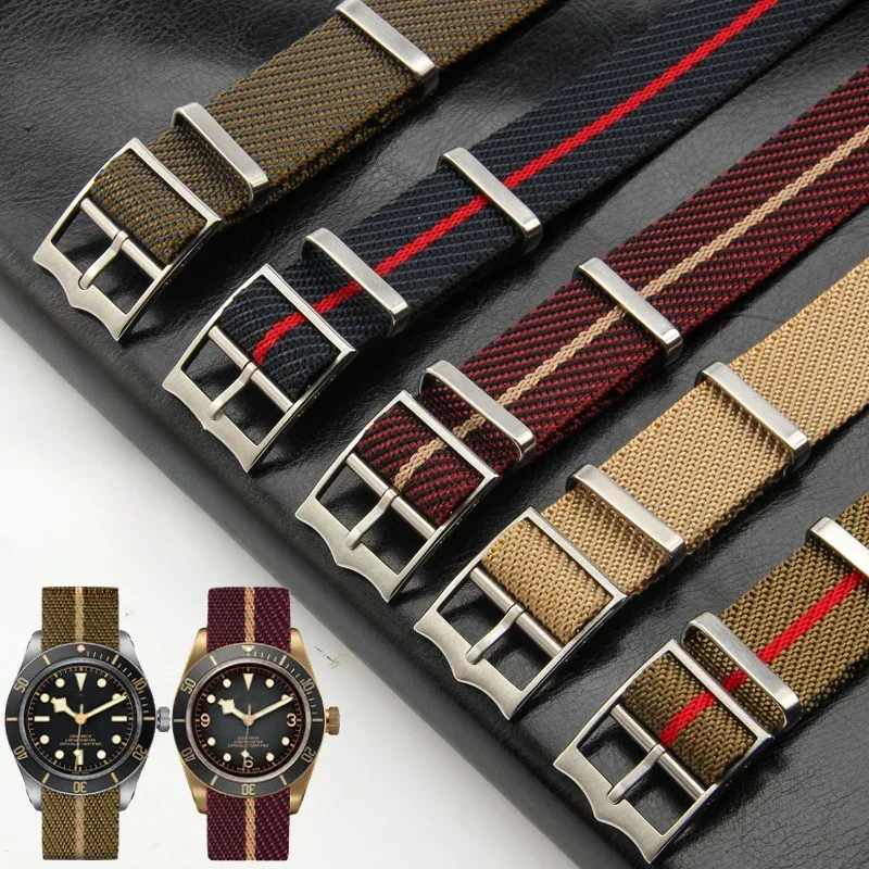 SKM  20mm Woven Nylon Strap 22amm for Tudor Black Bay Seiko CASIO Rolex IWC Omega Adjustable Fabric Watch Band