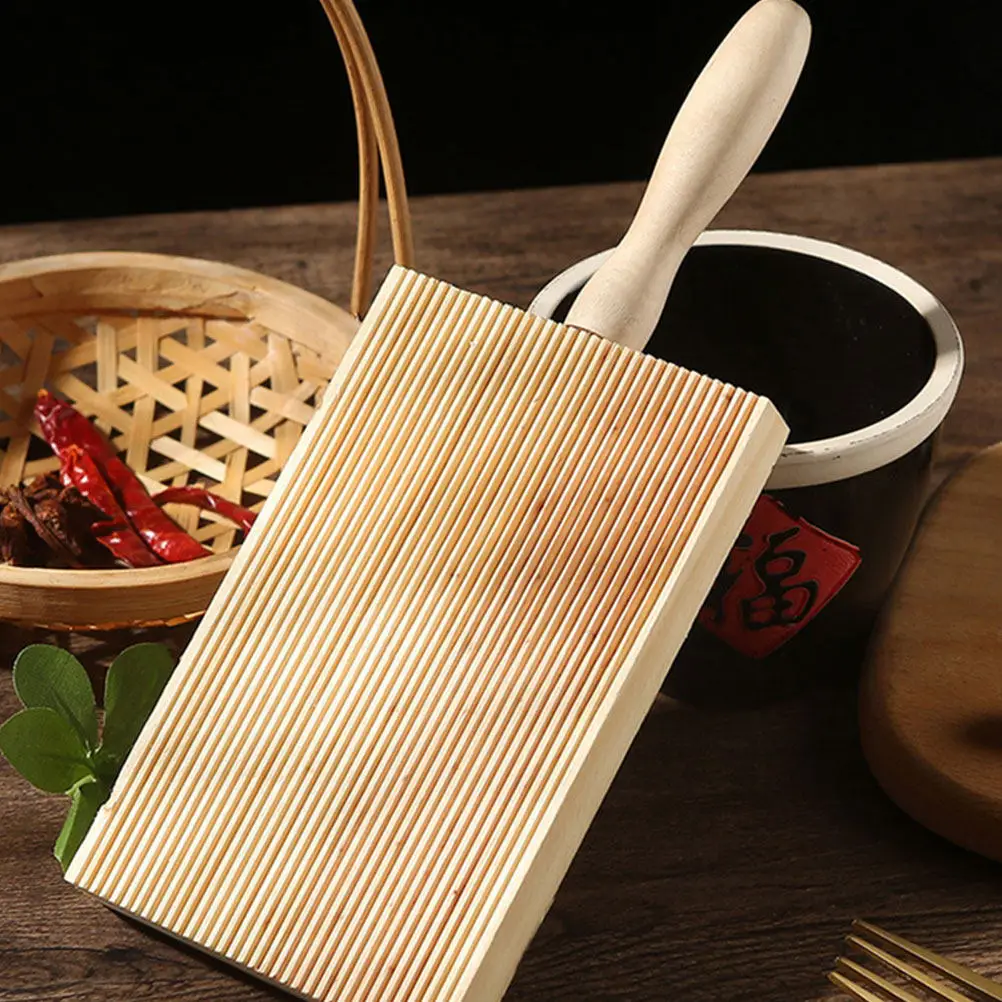 2Pcs Pasta Maker Board High-Quality Wooden Gnocchi Board with Textured for Sauce Adhesion Cavatelli Shaping