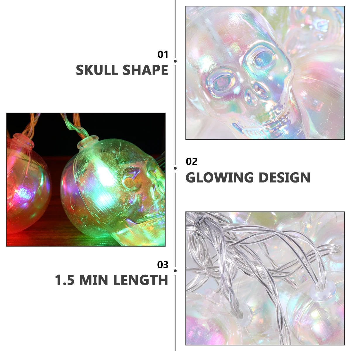 

Halloween Head String Lights Party Decoration Led Lamp Outdoor Garden Halloween Light Skull Head String Lamp Reusable