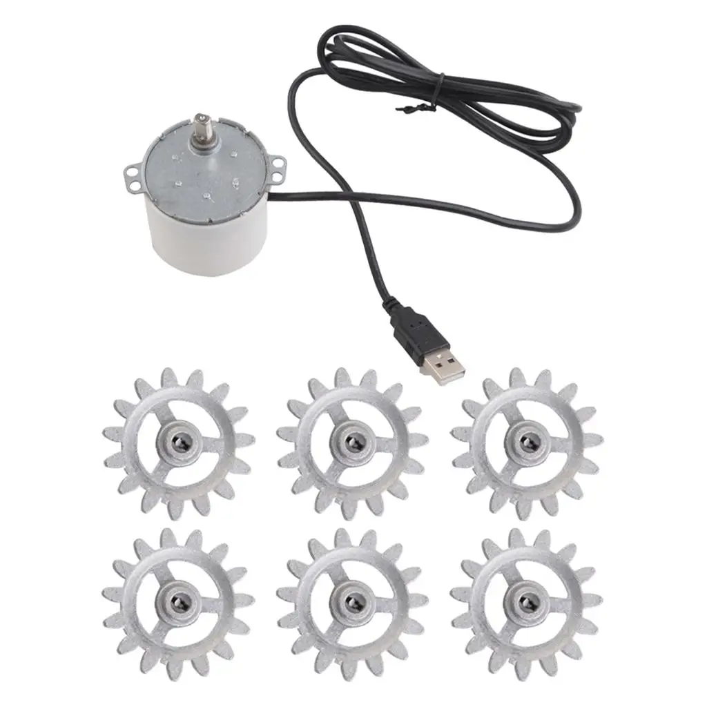 Barbecue Grill Accessories 6Pcs Gears 5V Motor with USB Cable Electric Grill Accessory for BBQ Tool Camping Picnic Cooking