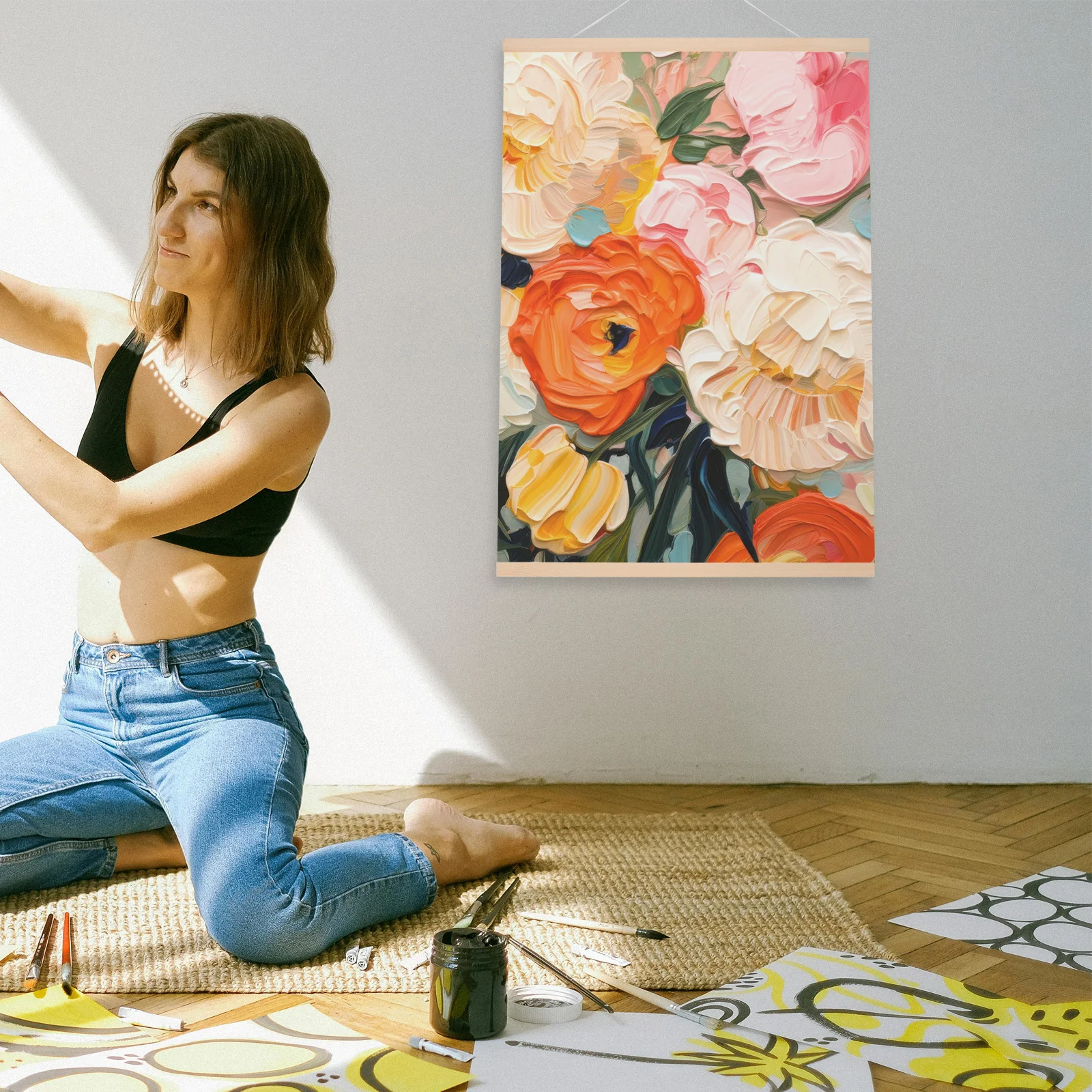 

5Pcs Wooden Poster Frame Scroll Hanger DIY Art Display Rod Painting Hanging Tool Home Decor DIY Wood Poster Hanger