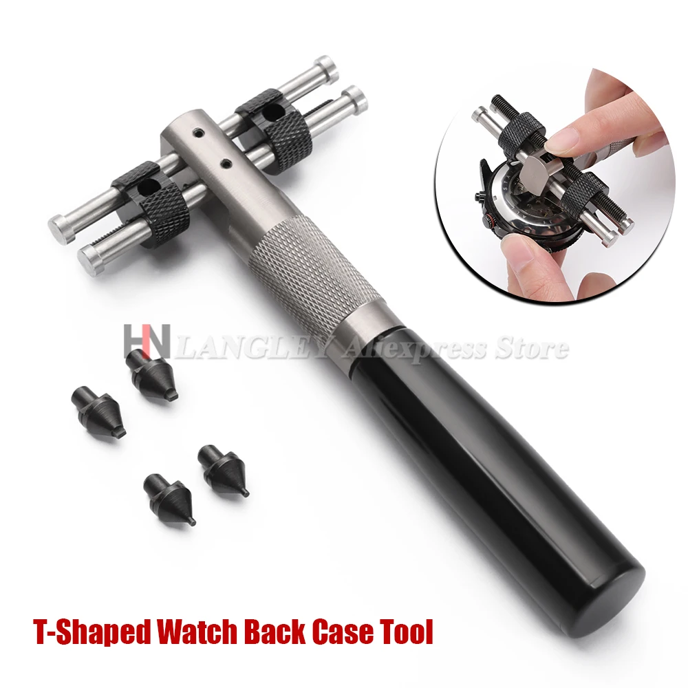 T Shaped Watch Back Case Cover Opener Remover with 4 Dies No.2288 Watch Repair Battery Replacement Tool For Watchmaker 22-58mm