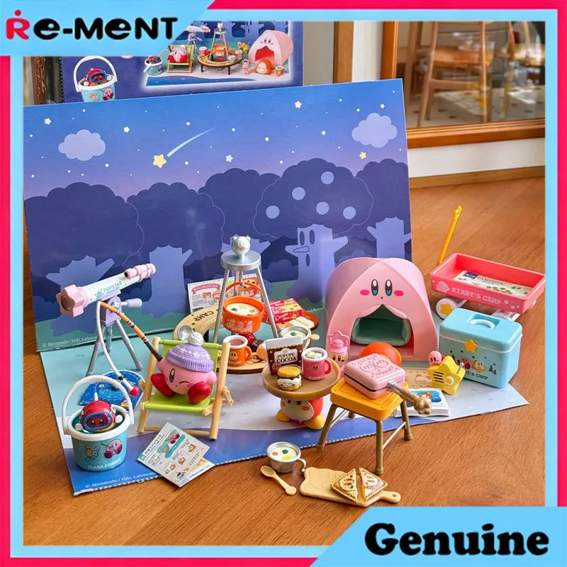

Rement Kirby Twinkle Starry Sky Camp Mini Diorama Figure Collection Genuine Blind Box Adorable Camping Scene Model Kawaii Toy
