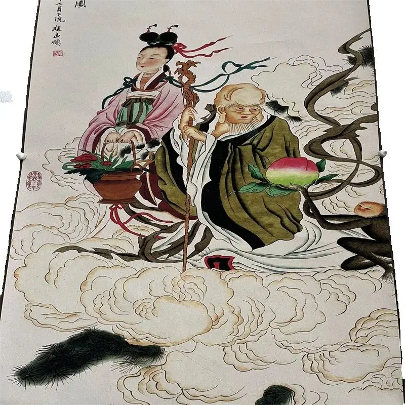 Zhao Mengfu's Water Color Painting Offering Longevity Picture- China Celebrity calligraphy and painting