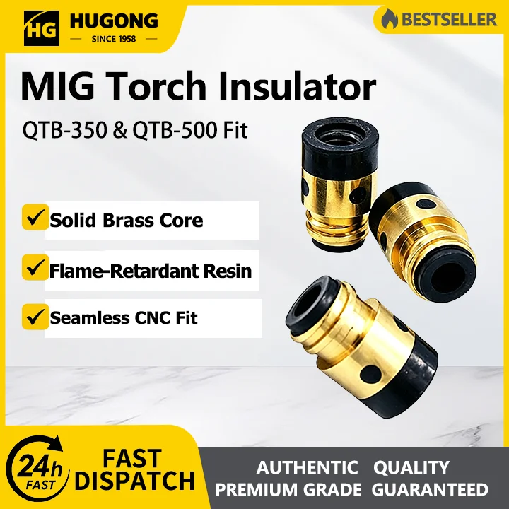 HUGONG Panasonic Style MIG Torch Insulator Joint QTB 350A 500A Brass Gas Shielded Welder Nut Replacement Consumable Parts,121