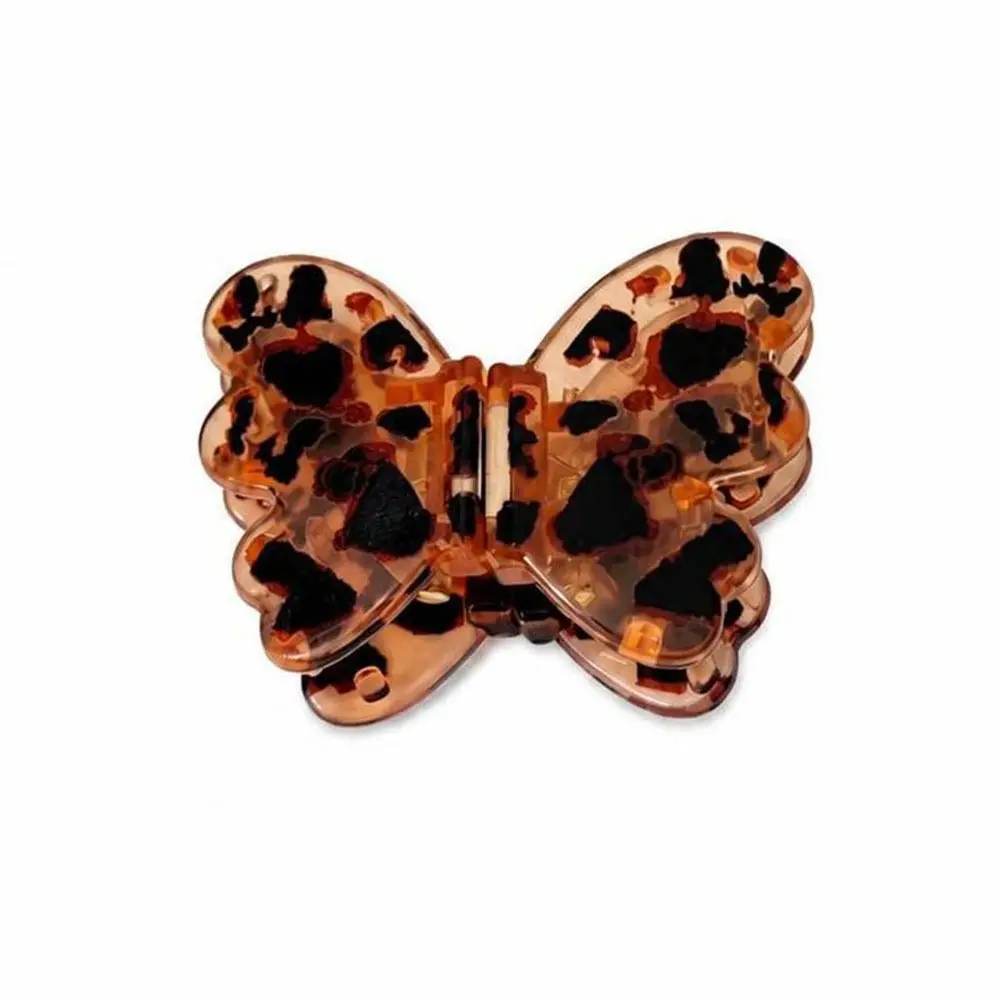 1pc Plastic Butterfly Hair Clip Magnetic Closure Butterfly Shape Magnetic Hair Clip Leopard Pattern Decorative Hair Clip